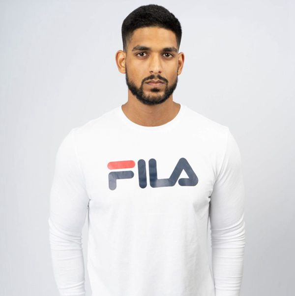 Camisetas Fila Homem Branco/Azul Marinho/Vermelhas - Fila Deckle Manga Comprida Portugal Online,YIDZ